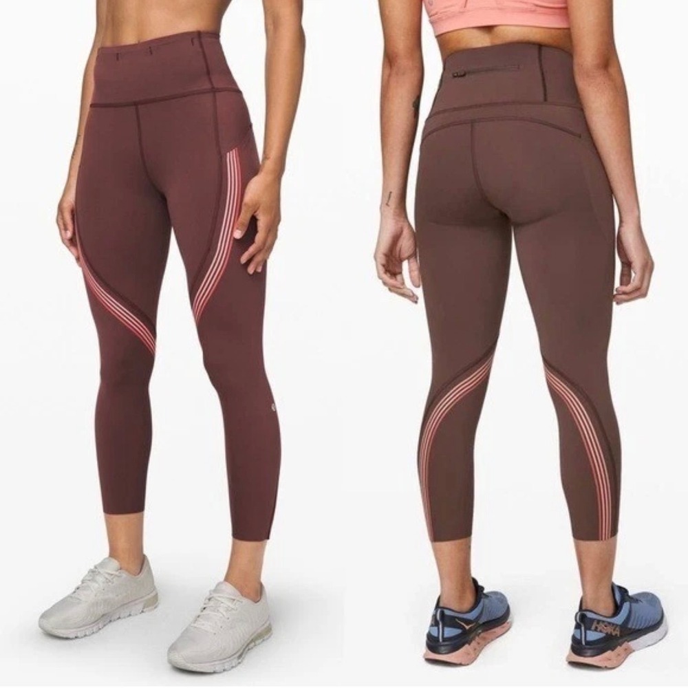 Lululemon Tight Stuff Tight‎ II 25" Leggings Size 2 Plum Purple Stripe